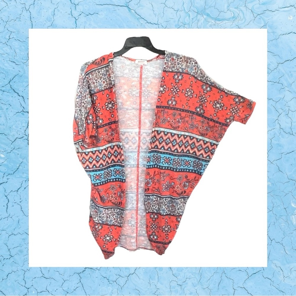Arizona Jeans Orange Multicolor Floral SW Geometric S/S Cardigan Women X-Small